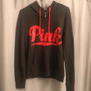 Victoria Secret Pink quarter zip logo hoodie